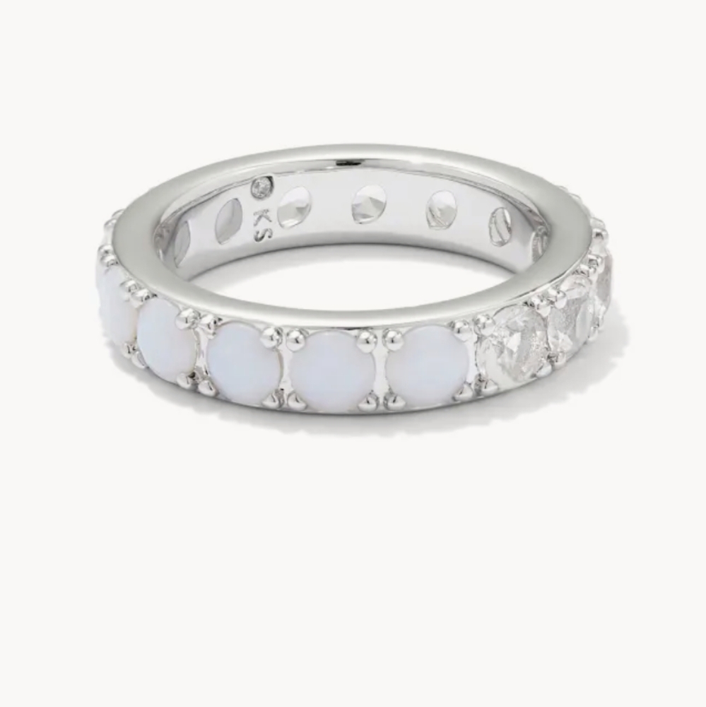 Kendra Scott Silver Band Ring White Opalite Mix size 7